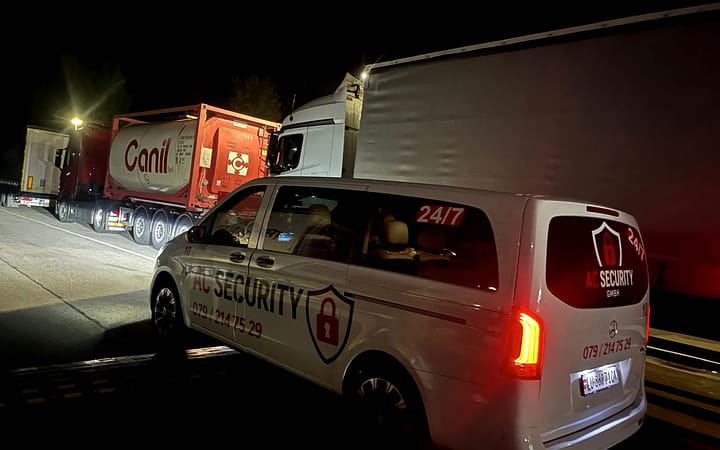 Nachteinsatz von AC Security bei einer Lastwagenkontrolle