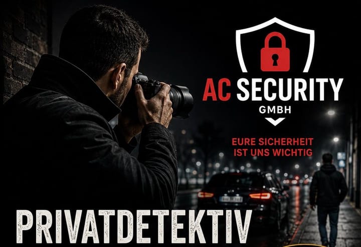 Privatdetektiv von AC Security beobachtet nachts mit der Kamera