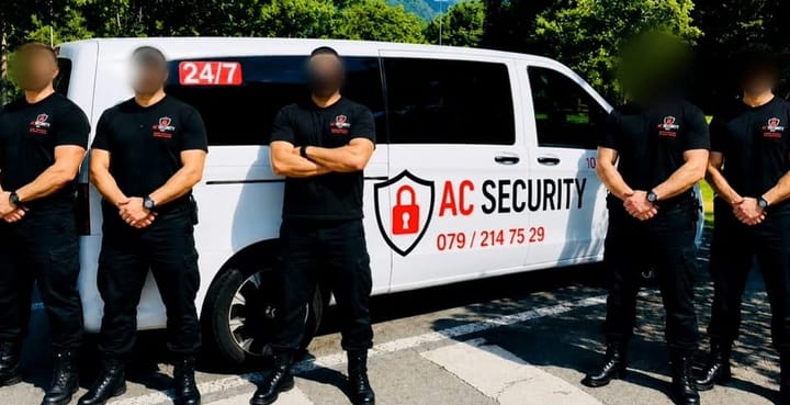 Sicherheitsteam von AC Security vor dem Einsatzfahrzeug